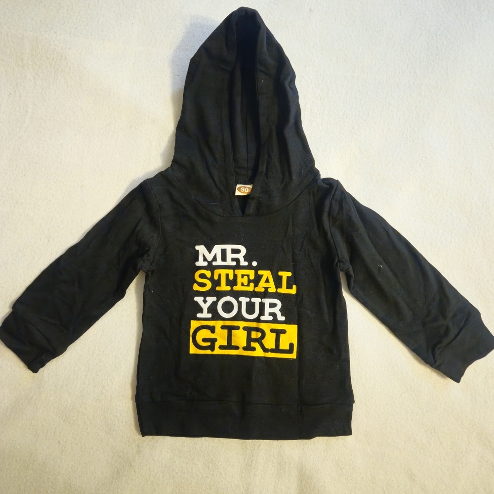 Black Kids Hoodie with Yellow Print
